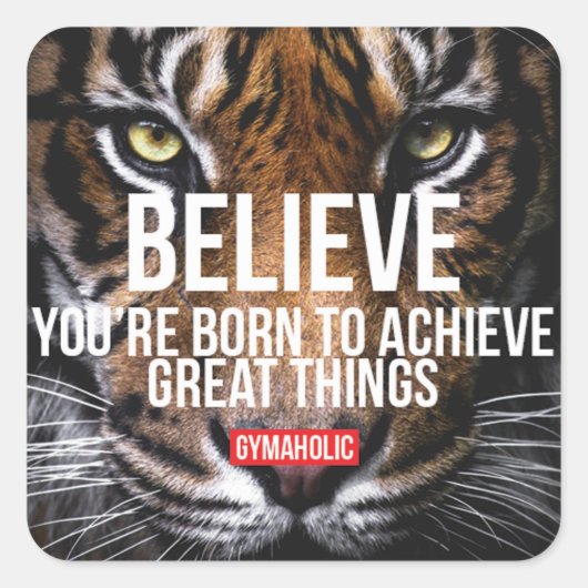 Motivationales Fitness Gym Quadratischer Aufkleber (Vorderseite)