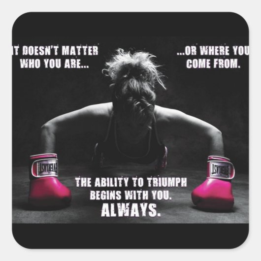 Motivationales Fitness Gym Quadratischer Aufkleber (Vorderseite)