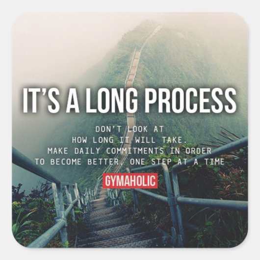 Motivationales Fitness Gym Quadratischer Aufkleber (Vorderseite)