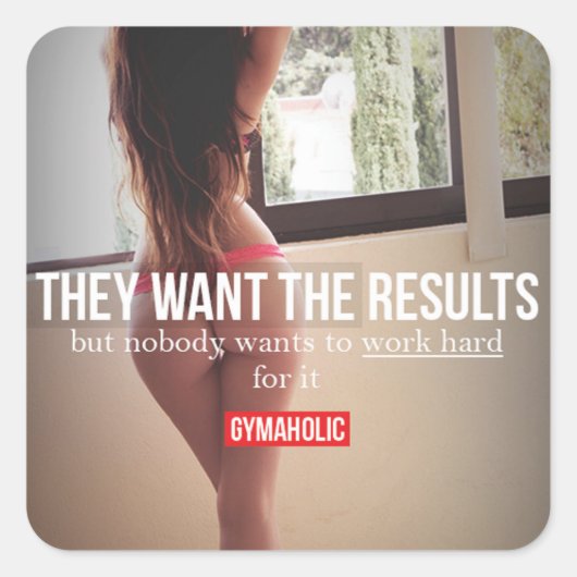 Motivationales Fitness Gym Quadratischer Aufkleber (Vorderseite)