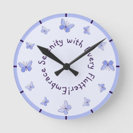 Motivationelles Purple Blue Butterfells Kinderzimm Runde Wanduhr