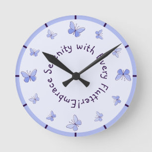 Motivationelles Purple Blue Butterfells Kinderzimm Runde Wanduhr