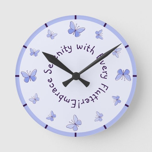 Motivationelles Purple Blue Butterfells Kinderzimm Runde Wanduhr (Vorderseite)