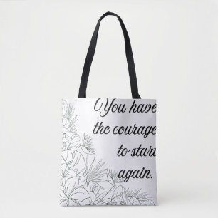 Motivations-Zitat-Tragetasche - Botanische Linienk Tasche