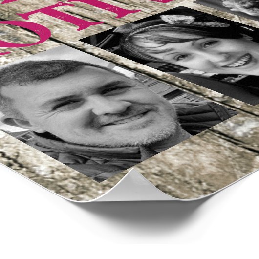 Motivationskaffeestfamilie 4 Foto grau rosa Poster (Ecke)
