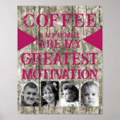 Motivationskaffeestfamilie 4 Foto grau rosa Poster (Vorne)