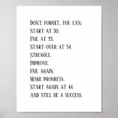 Motivationsposter mit weißem Hintergrund Poster (Vorne)