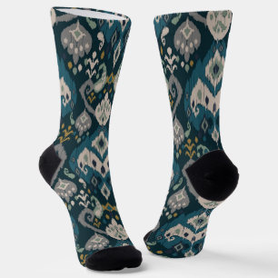Motive Afrikanischer Boho-Paisley-Blumen-Ikat-Must Socken
