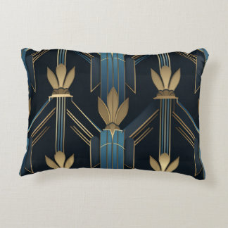 Motive Art Deco Bleus und Golden Dekokissen