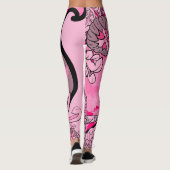 Motive Japanische Katze & Chrysanthemen Leggings (Rückseite)