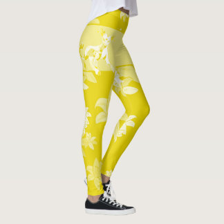 Motive Japanische Katze & Chrysanthemen Leggings