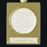 Motivierend Anführungsbotschaft für Gebet Banner-Ornament Gold<br><div class="desc">Personalisiertes Gebet Song Zitat-Satz oder Text zweiseitig elegante Gold Plated Banner Ornament. Gut zu Weihnachten. Vollständig anpassbare Imitate Goldtext auf beiden Seiten (zwei verschiedene Texte) und weißer schlichter Hintergrund. Sie können Ihre eigene Nachricht, Liebe Brief, inspirierendes, motivierend Zitat, Gedicht, etc schreiben, oder Sie können einfach verlassen The Serenity Gebet hat...</div>