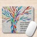 Motivierend Angebotsstruktur Mousepad<br><div class="desc">Dieses dekorative Mauspad verfügt über einen Mosaikbaum in Regenbogenfarben und ein inspirierend Zitat. Weil wir unsere eigenen Kunstwerke erstellen,  werden Sie dieses exakte Bild von anderen Designern nicht finden. Original Mosaik © Michele Davies. Original Zitat © Michele Davies.</div>