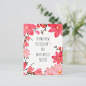 Motivierend Aufblähen Zitat Rosa Blütenblüte Postkarte (Stehend Vorderseite)