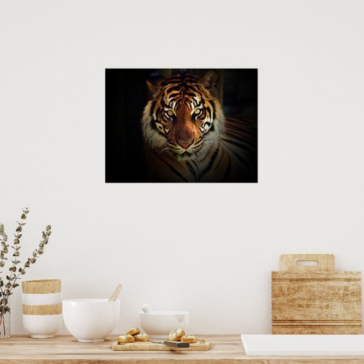 Motivierend Augen von Tiger in Shadow Poster druck (Küche)