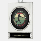 Motivierend Baseball-Teamwerte Banner-Ornament Silber (Links)