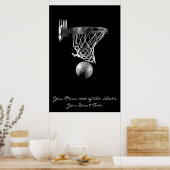 Motivierend Basketball Schwarz & Weiß Poster (Küche)