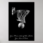 Motivierend Basketball Schwarz & Weiß Poster (Vorne)