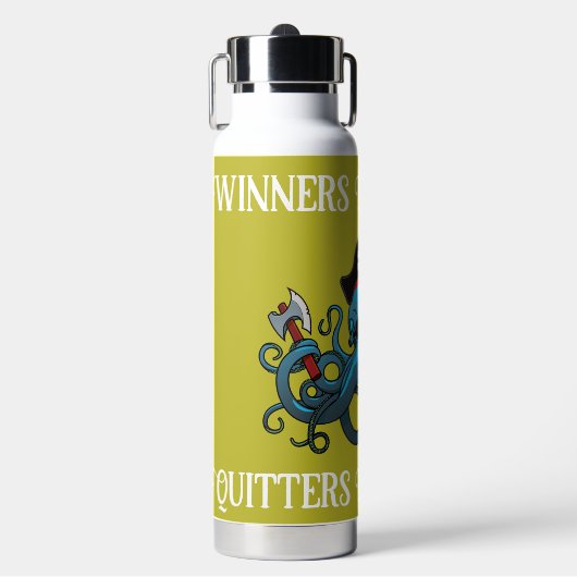 Motivierend Blaues Grinsen-Oktopus-Pirate Trinkflasche (Vorderseite)