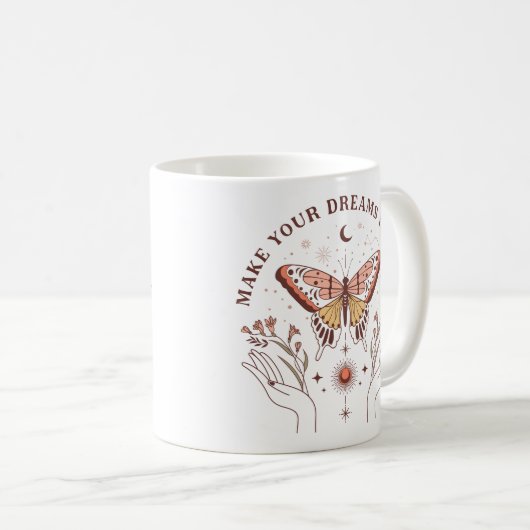 Motivierend Boho Butterfly Kaffeetasse (VorderseiteRechts)