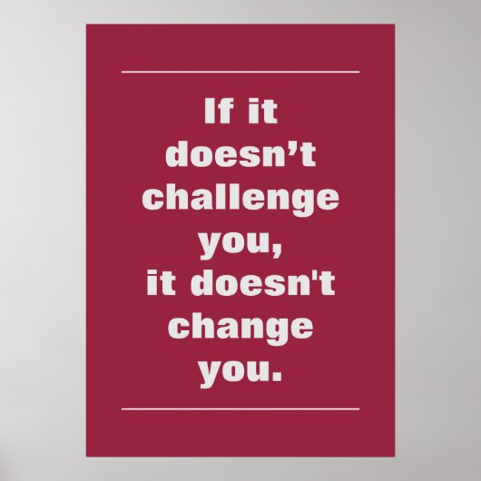 Motivierend Challenge Quote AZ Kardinal Red Poster (Vorne)