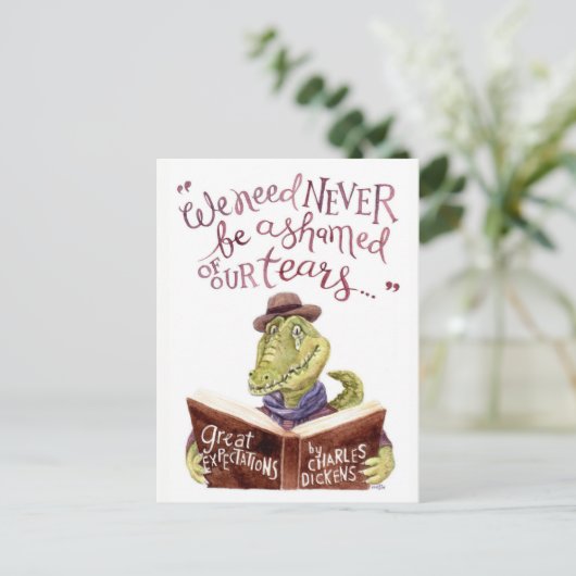 Motivierend Charles Dickens Zitat Watercolor Croc Postkarte (Stehend Vorderseite)