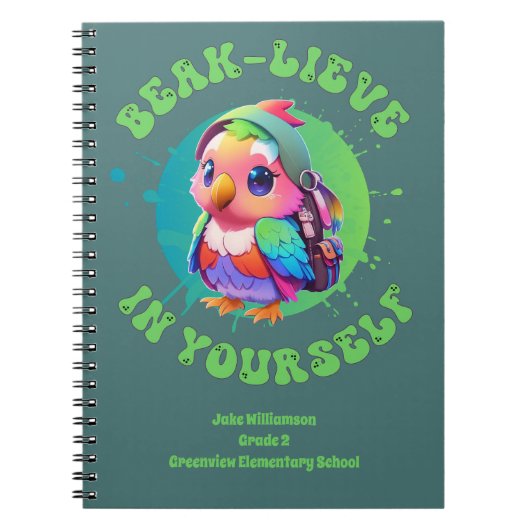 Motivierend Chibi Kawaii Paprot Name School Jahr Notizblock (Vorderseite)