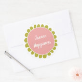 Motivierend Choose Happy Niedlich Runder Aufkleber (Umschlag)