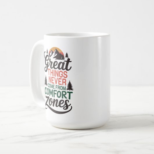 Motivierend Comfort Zone Adventure Kaffeetasse (Vorderseite Links)