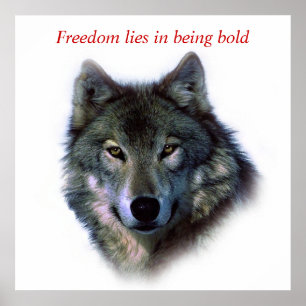 Motivierend Courage Freedom Wolf Eyes Poster