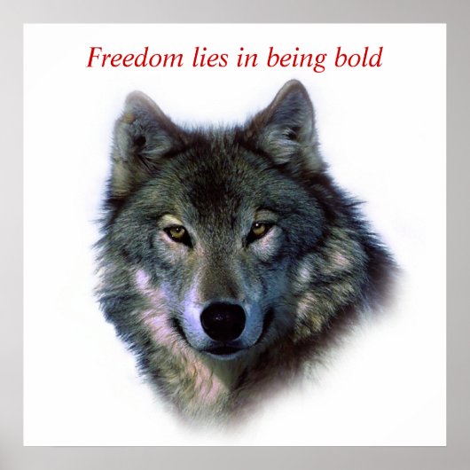 Motivierend Courage Freedom Wolf Eyes Poster (Vorne)