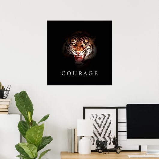 Motivierend Courage Roaring Tiger Poster Print (Heimbüro)