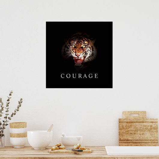 Motivierend Courage Roaring Tiger Poster Print (Küche)