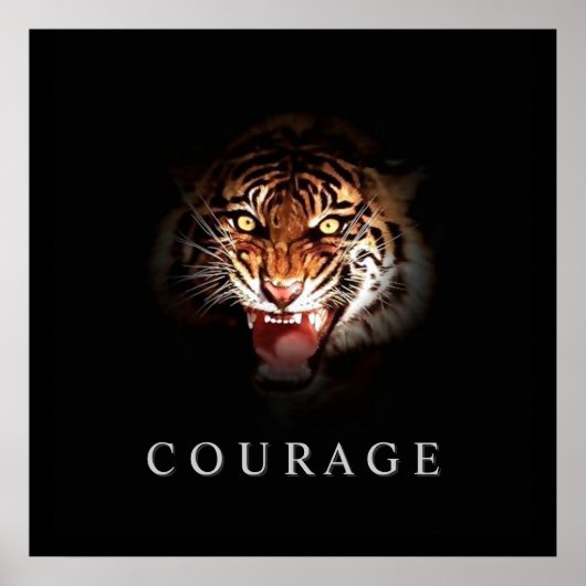 Motivierend Courage Roaring Tiger Poster Print (Vorne)