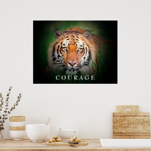 Motivierend Courage Tiger Poster (Küche)