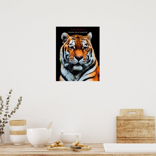 Motivierend Courage Tiger Poster (Küche)