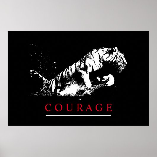 Motivierend Courage Tiger Poster (Vorne)
