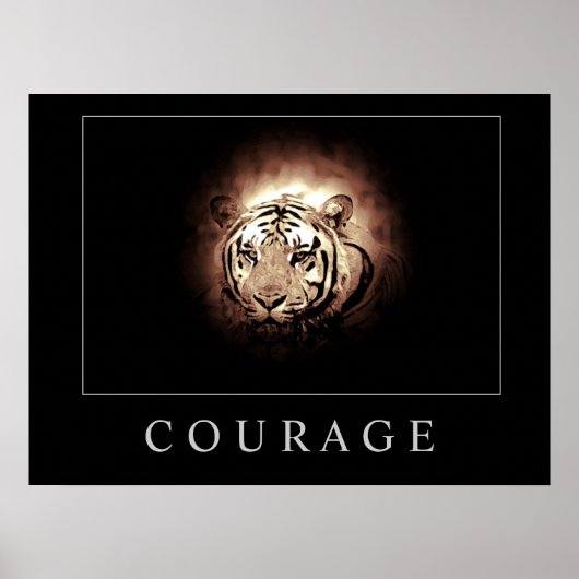 Motivierend Courage Tiger Poster Print (Vorne)
