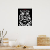 Motivierend Courage Tiger Schwarz-weiß Poster (Küche)