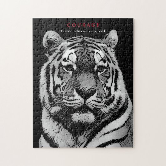 Motivierend Courage Tiger Schwarz-weiß Puzzle (Vertikal)