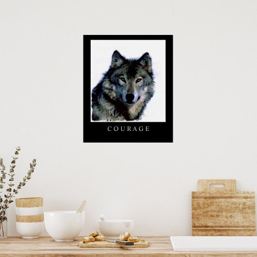 Motivierend Courage Wolf Face Head Poster Print (Küche)