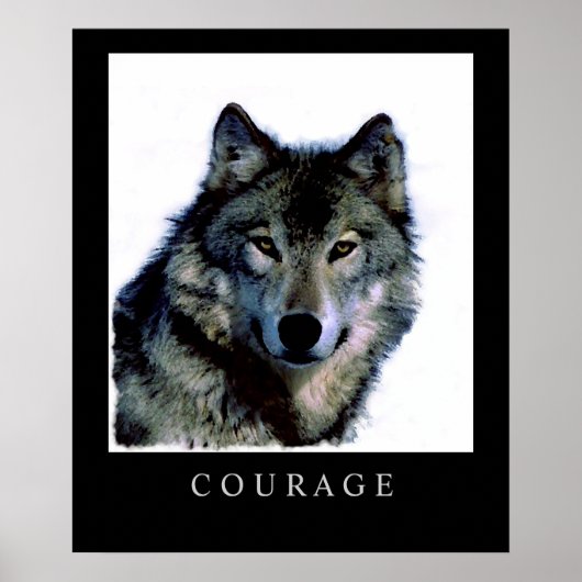Motivierend Courage Wolf Face Head Poster Print (Vorne)