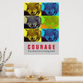 Motivierend Courage Zitat Wolf Pop Kunst Poster (Küche)