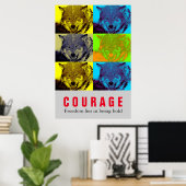 Motivierend Courage Zitat Wolf Pop Kunst Poster (Heimbüro)
