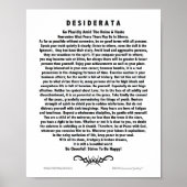 Motivierend Desiderata Gedicht von Max Ehrmann Poster (Vorne)