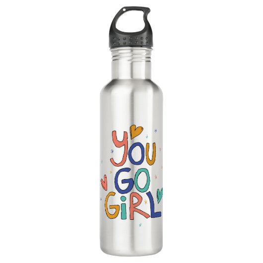 Motivierend ein Cooles Mädchen Wandern Edelstahlflasche (Vorderseite)