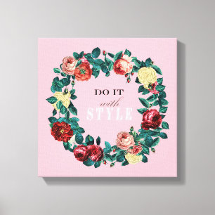 Motivierend Elegante Vintage Rose Kranz Leinwanddruck