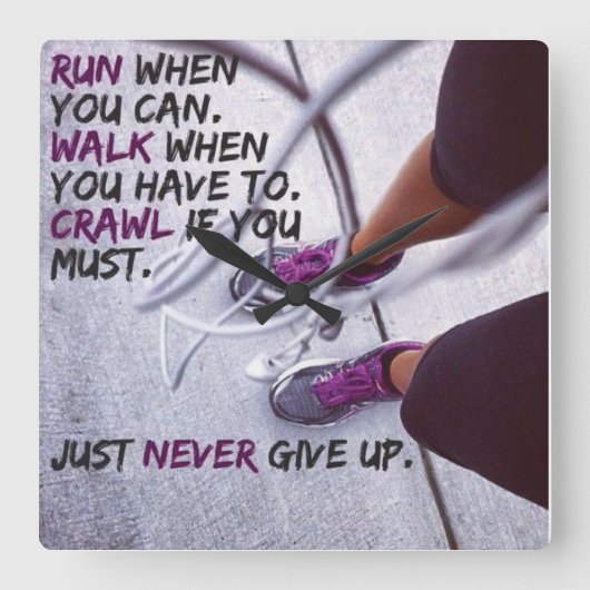 Motivierend Fitness Quadratische Wanduhr (Vorderseite)