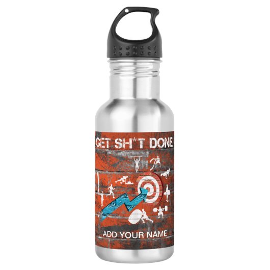 Motivierend Fitness-Workout Edelstahlflasche (Vorderseite)