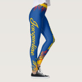 Motivierend Flames Golden Yellow Script DEEP BLAUE Leggings (Rechts)